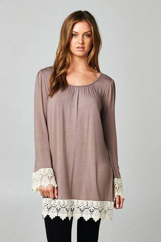 Mocha with Cream Lace Top