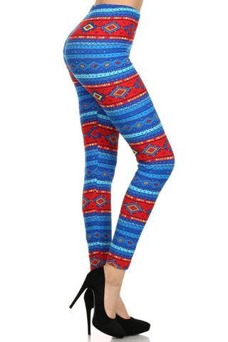 Blue and Red Wide Stripe Leggings