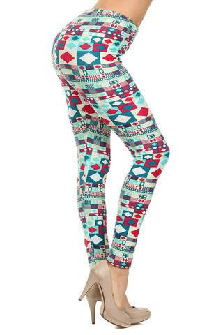 Mint and Cherry Funky Pattern Leggings