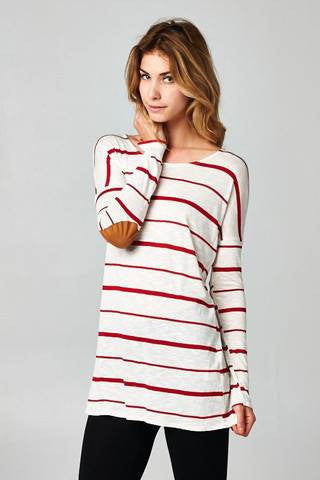 Tan with Stripes and Elbow Patches Top