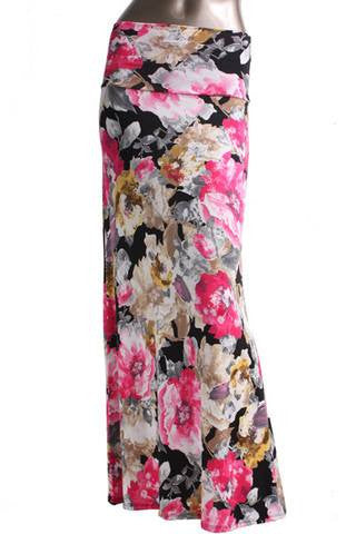 Pink and Silver Floral Skirt