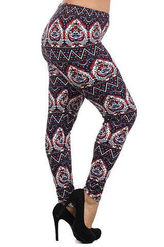 Blue and Red Chevron Spade Leggings