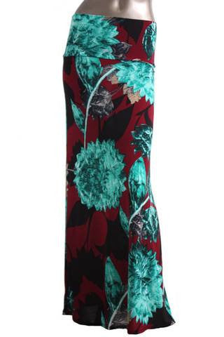 Aqua rose maxi skirt