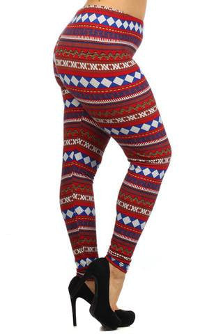 Red and Blue Geometric Leggings