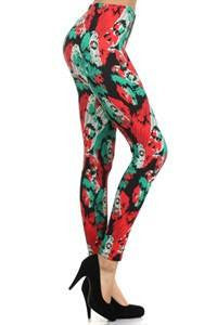 Red and Green Paint Splash Leggings