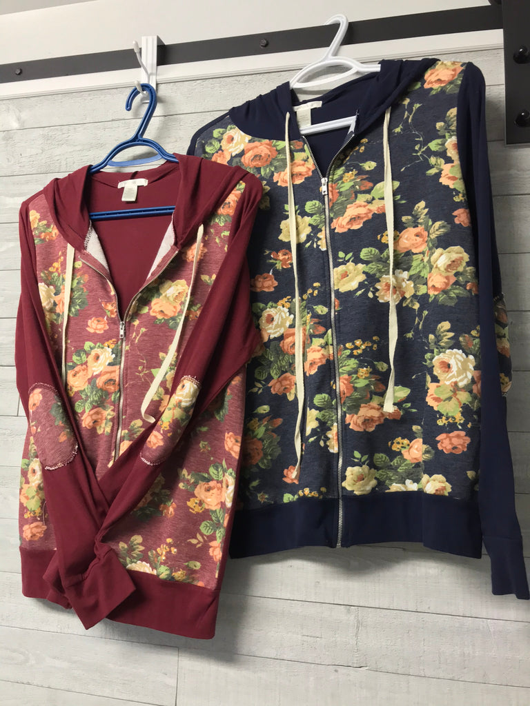Floral and contrast hoody