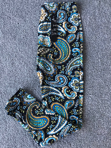 Navy paisley leggings