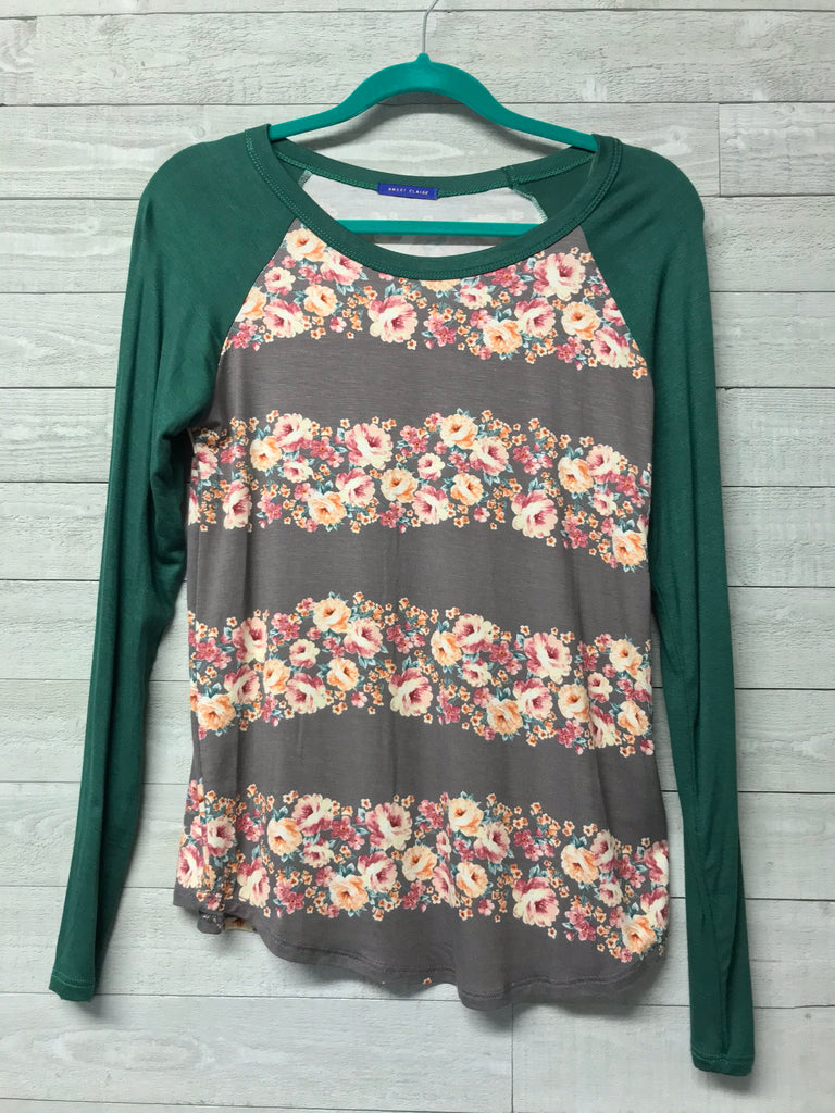 Forest green and florals top