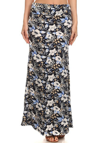 Black and blue flowers maxi